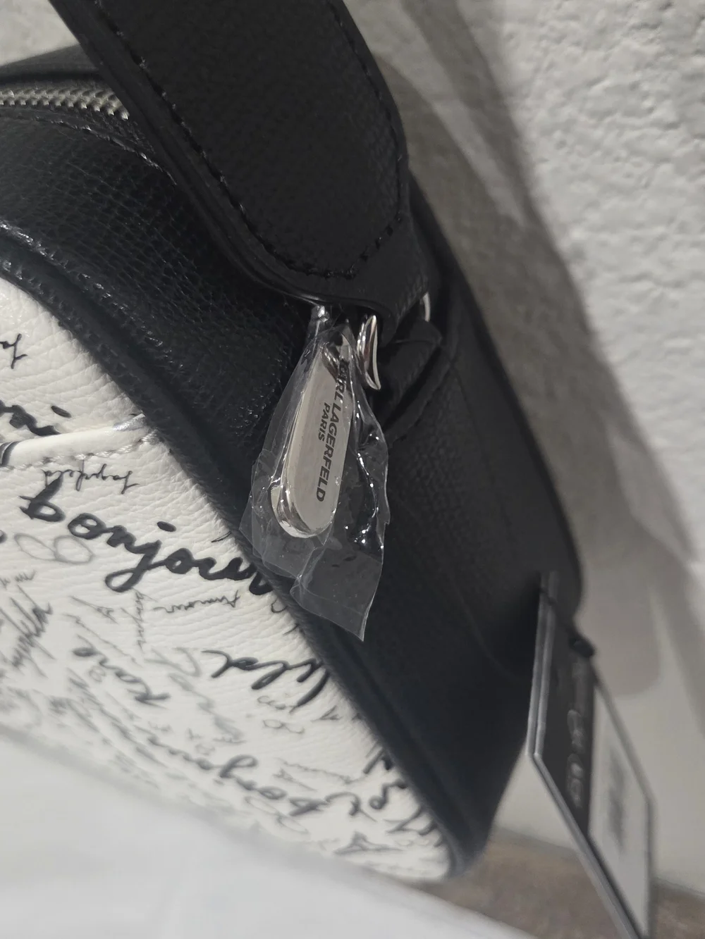 Karl Lagerfeld Black and White Crossbody Bag with Character Design NWT L5GE46CJ